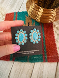 Navajo Sterling Silver & Kingman Turquoise Cluster Post Earrings