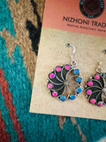 Zuni Pink and Opal & Sterling Silver Dangle Earrings