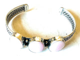 Navajo Queen Pink Conch Shell & Sterling Silver Cuff Bracelet