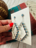 Zuni Turquoise & Sterling Silver Snake Eye Dangle Earrings