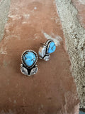 Handmade Golden Hills Turquoise, CZ and Sterling Silver Post Earrings