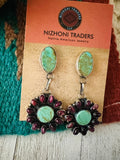 Navajo Turquoise, Spiny & Sterling Silver Dangle Earrings by Jacqueline Silver