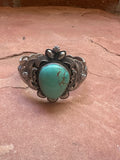 Navajo Sterling Silver & Turquoise Bracelet Cuff Signed