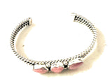 Navajo Queen Pink Conch Shell & Sterling Silver Heart Cuff Bracelet