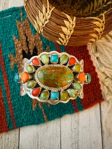 Navajo Turquoise, Spiny & Sterling Silver Cuff Bracelet