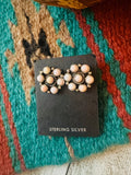 Navajo Sterling Silver & Queen Pink Conch Cluster Post Earrings