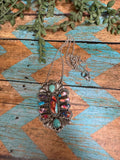 Beautiful Handmade Sterling Silver, Pink Dream Mojave & Turquoise  Cluster Necklace