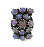 Handmade Sterling Silver & Purple Opal Cluster Adjustable Ring by Nizhoni