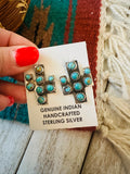 Navajo Sterling Silver & Turquoise Cactus Post Earrings