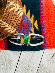 Navajo Sonoran Gold Turquoise & Sterling Silver Cuff Bracelet