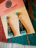 Navajo Sterling Silver & Multi Stone Inlay Dangle Earrings