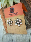 Navajo Sterling Silver & Queen Pink Conch Flower Cluster  Earrings