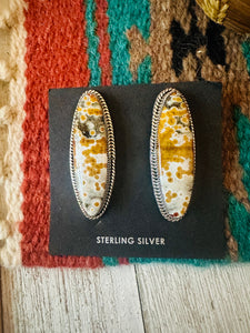 Navajo Jasper Sterling Silver Post Earrings Signed