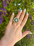 Handmade Larimar, CZ & Sterling Silver Adjustable Ring