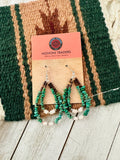 Navajo Turquoise, Shell & Heishi Beaded Hoop Earrings