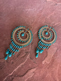 “The Golden Collection”  Dreamcatcher Handmade Gold Plated Turquiose Beaded Earrings style1