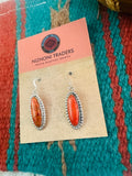 Navajo Sterling Silver Apple Coral Dangle Earrings