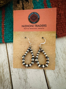 Navajo Sterling Silver Pearl Dangle Hoop Earrings