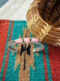 Navajo Queen Pink Conch Shell & Sterling Silver Heart Cuff Bracelet