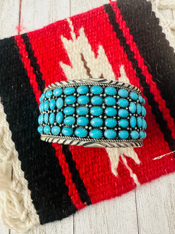 Navajo Sleeping Beauty Turquoise Sterling Silver Cuff Bracelet