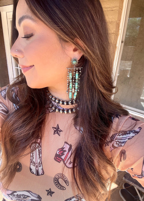 The Coachella Handmade Royston Turquoise and Sterling Silver Post Dangle Earrings