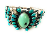 Navajo Sterling Silver & Carico Lake Turquoise Cuff Bracelet By B Johnson