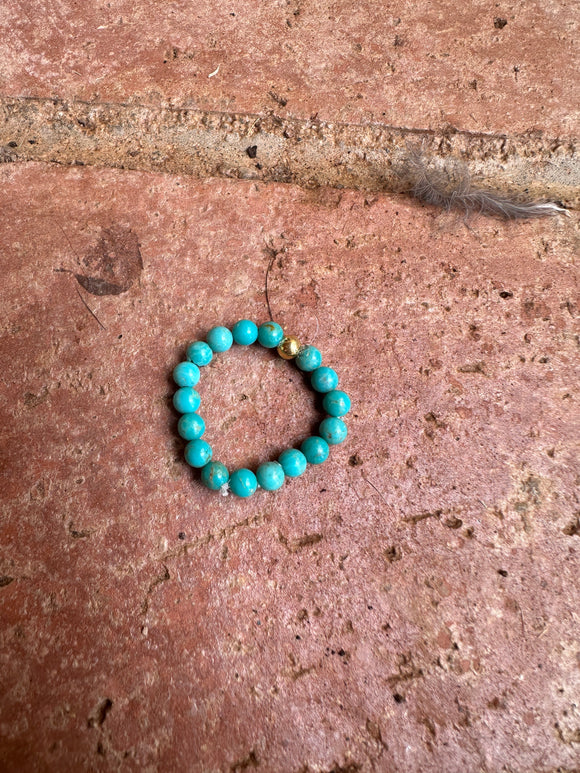 “The Golden Collection” THE VENICE BAND Handmade Turquoise Gold Plated Beaded Stretch Ring