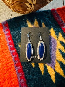 Navajo Lapis and Sterling Silver Dangle Earrings