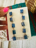 Navajo Denim Lapis & Sterling Silver Dangle Earrings