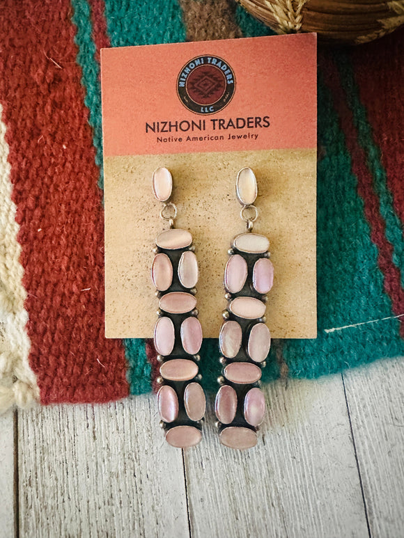 Navajo Mother of Pearl & Sterling Silver Dangle Earrings