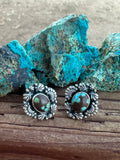 Handmade Number 8 Turquoise & Sterling Silver Post Earrings