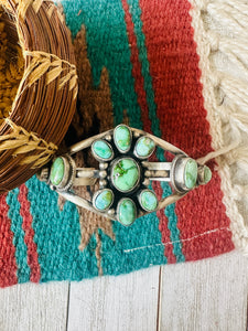 Navajo Sonoran Gold Turquoise & Sterling Silver Cuff Bracelet