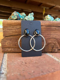 Navajo Sterling Silver & Black Onyx Post Hoop Earrings