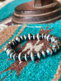 Vinita Cowboy Navajo Handmade 6mm-8mm Sterling Silver Beaded Stretch Bracelet