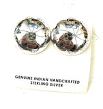 Navajo Hand Stamped Sterling Silver Concho Post Earrings