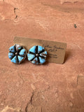 Handmade Golden Hills Turquoise & Sterling Silver Cluster Post Earrings