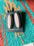 Navajo Sterling Silver & Queen Pink Conch Post Earrings by Wydell Billie