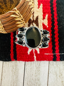 Navajo Sterling Silver & Onyx Cuff Bracelet