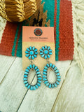 Navajo Sleeping Beauty Turquoise & Sterling Silver Dangle Earrings