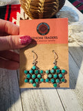 Handmade Turquoise & Sterling Silver Star Wire Dangle Earrings Signed Nizhoni