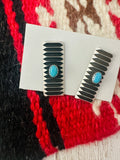 Navajo Turquoise & Sterling Silver Earrings By Leander Tahe