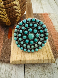 Handmade Sterling Silver & Turquoise Cluster Adjustable Ring by Nizhoni