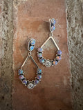 Handmade Purple Fire Opal, CZ and Sterling Silver Handmade Dangles