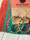 Navajo Orange Spiny & Sterling Silver Dangle Hoop Earrings by Lerry James