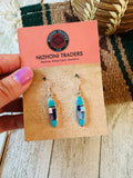 Navajo Sterling Silver & Multi Stone Inlay Dangle Earrings