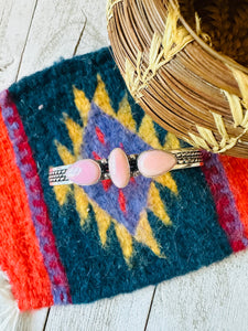 Navajo Queen Pink Conch Shell & Sterling Silver Cuff Bracelet