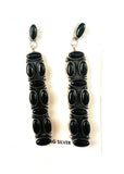 Navajo Black Onyx & Sterling Silver Dangle Earrings by Jacqueline Silver