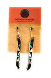 Zuni Multi Stone & Sterling Silver Inlay Dangle Earrings