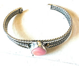 Navajo Queen Pink Conch Shell & Sterling Silver Cuff Bracelet