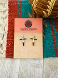 Zuni Sterling Silver & Multi Stone Inlay Cross Post Earrings